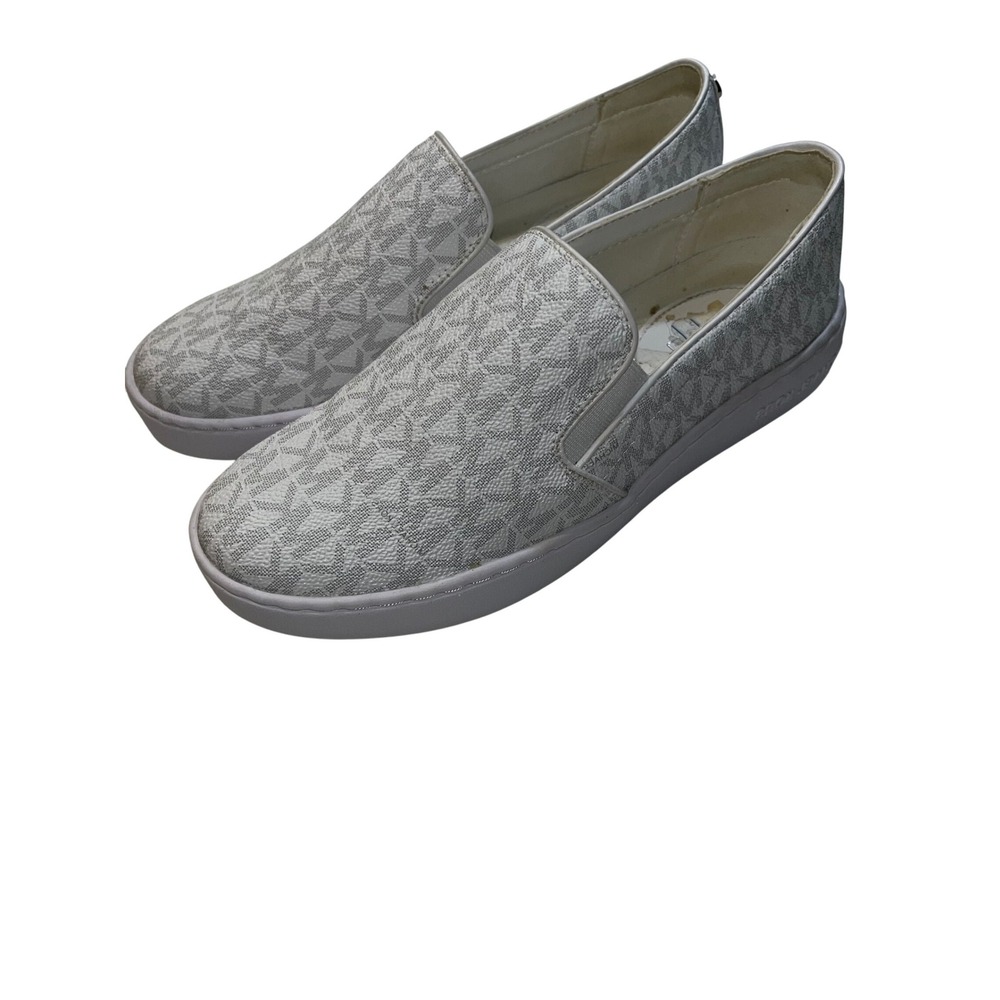 Michael Kors Keaton Logo Slip-On Sneakers White Women's Size 6.5 Casual Shoes
